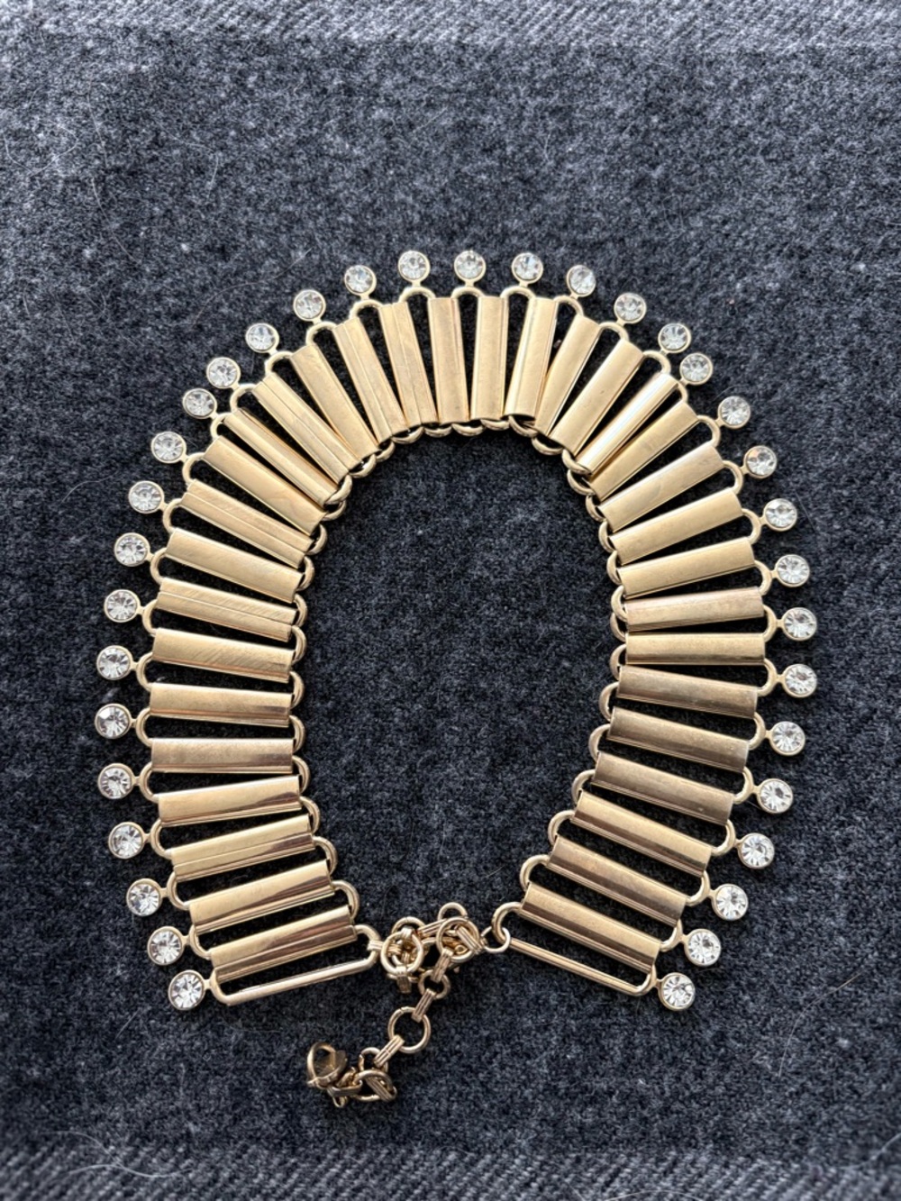Anthropologie Gold Tone Crystal Collar Necklace